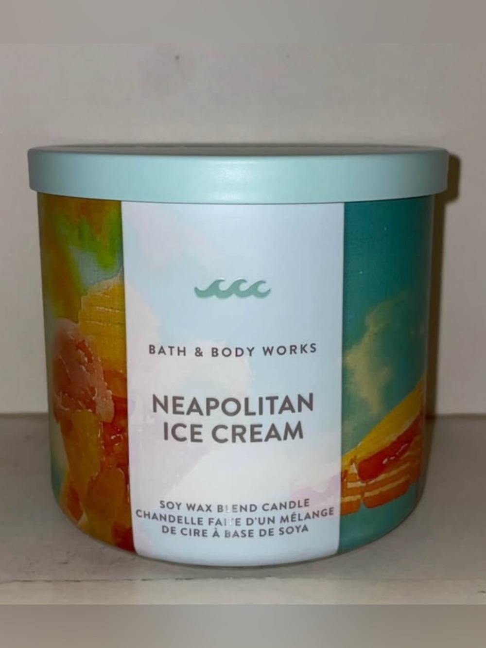 Bath & Body Works Neapolitan Ice Cream Scented Candle 3 Wick New